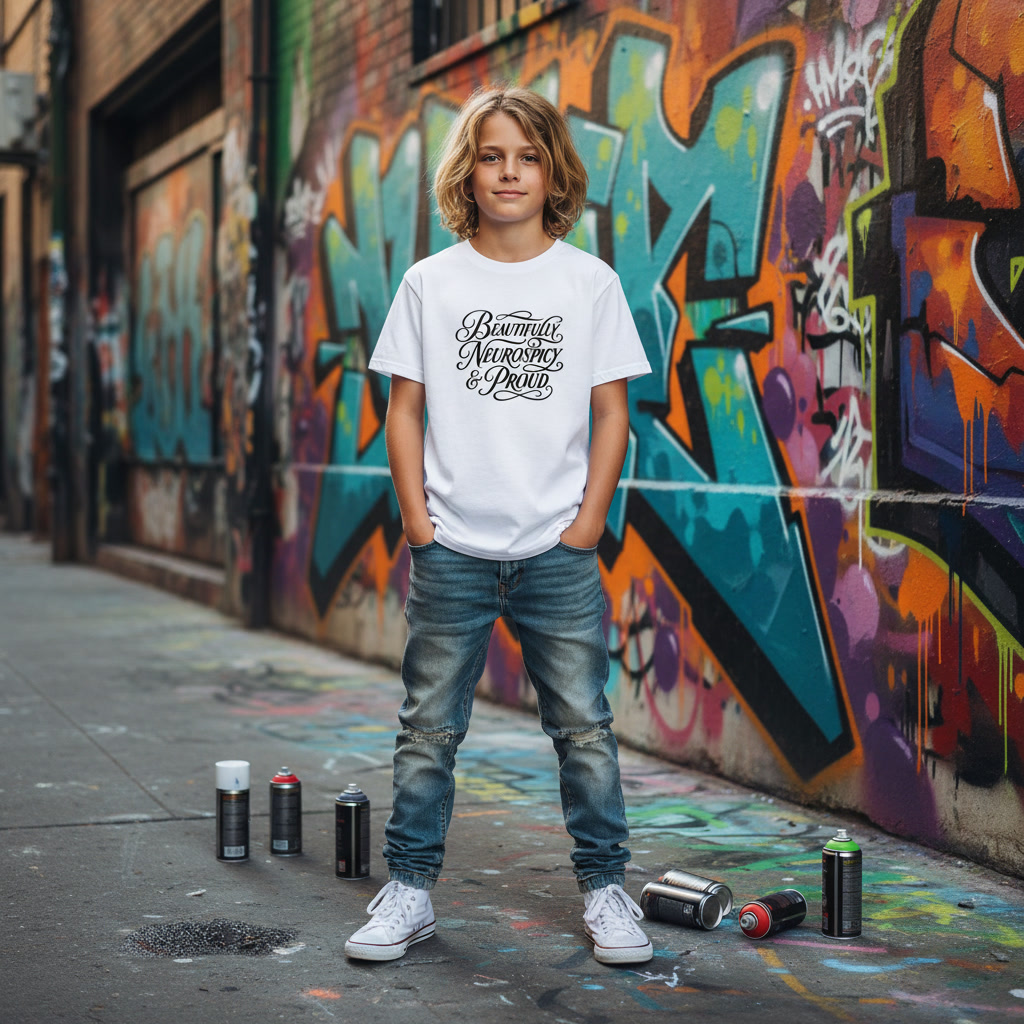 Beautifully Neurospicy and Proud white T-shirt